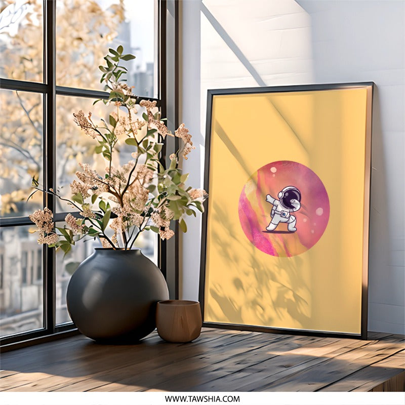 Dabbing Astronaut Wall Art, Space Art, Trendy Wall Decor, Cool Kids Room Art, Cartoon Astronaut Print, Fun Wall Art, Gift For Kids - Tawshia