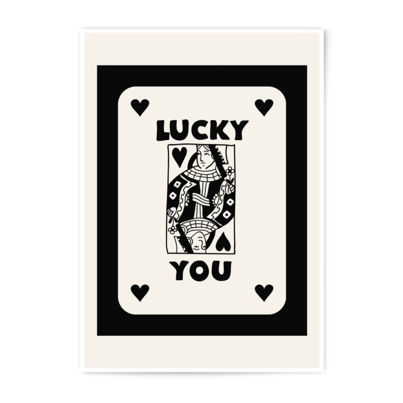 Lucky You Queen of Hearts Photographic Print, Playing Card Art, Minimalist Card Print, Queen Card Poster, Wall Decor, Modern Art - Tawshia