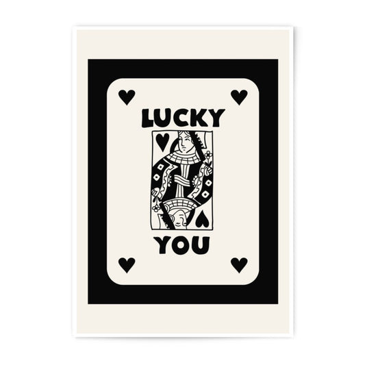 Lucky You Queen of Hearts Photographic Print, Playing Card Art, Minimalist Card Print, Queen Card Poster, Wall Decor, Modern Art - Tawshia