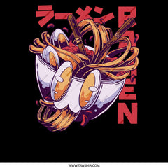 Illustrated Ramen Bowl With Eggs and Chopsticks product