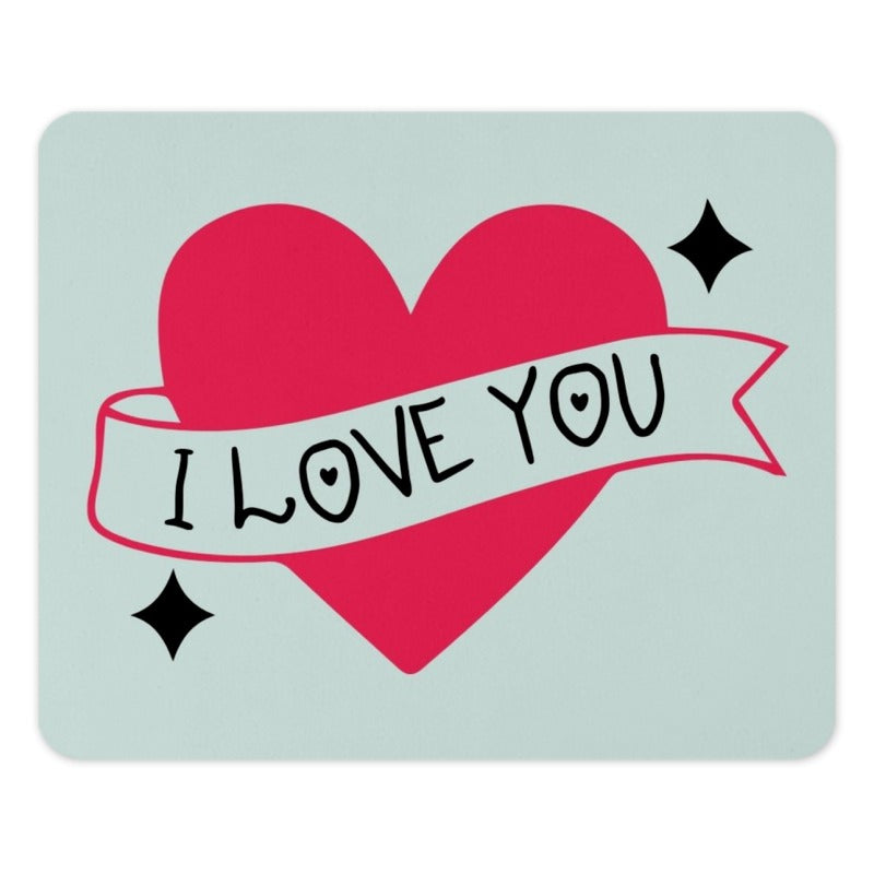 I Love You Heart Mouse Pad, Valentines Gift, Anniversary Gift, Cute Desk Decor, Gamer Mousepad, Office Accessory, Heart Gift, Mouse Pad - Tawshia