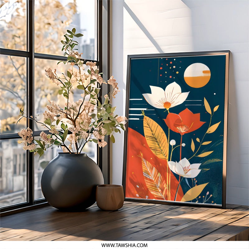 Floral Wall Art Print, Abstract Flower Painting, Modern Botanical Art, Contemporary Home Decor, Unique Gift Idea - Tawshia