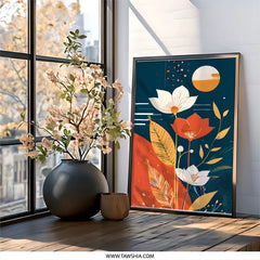 Floral Wall Art Print, Abstract Flower Painting, Modern Botanical Art, Contemporary Home Decor, Unique Gift Idea - Tawshia