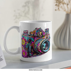 Floral Camera Mug, Photographer Gift, Colorful Camera, Retro Camera Mug, Gift for Photographers, Photography Lover, Unique Camera Mug - Tawshia