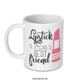 Lipstick Is A Girl's Best Friend Mug, Makeup Lover Gift, Beauty Theme Mug, Funny Mug, Coffee Mug, Tea Mug, Gift For Her, Girl Boss Mug - Tawshia