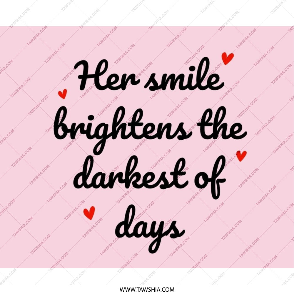 Her Smile Brightens Mouse Pad, Inspirational Quote Desk Decor, Pink Mousepad, Motivational Gift, Cute Office Accessories - Tawshia