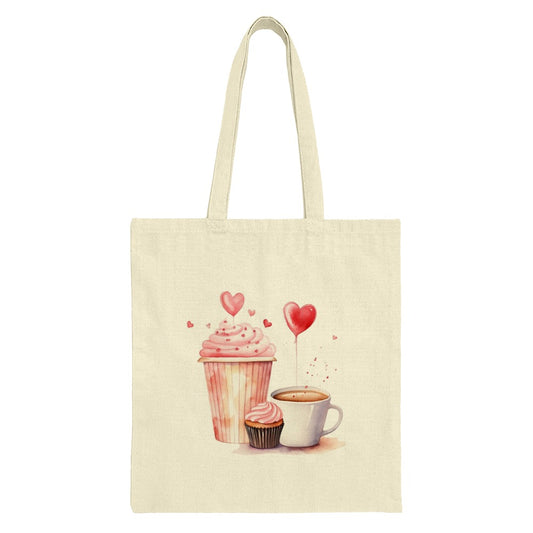 Watercolor Cupcake and Coffee Tote Bag, Valentine's Day Gift, Foodie Lover Bag, Sweet Treat Design, Stylish Everyday Bag - Tawshia