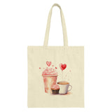 Watercolor Cupcake and Coffee Tote Bag, Valentine's Day Gift, Foodie Lover Bag, Sweet Treat Design, Stylish Everyday Bag - Tawshia