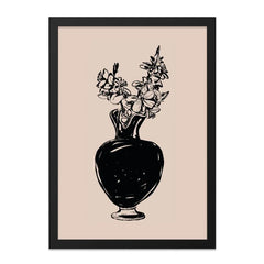 Black Vase Wall Art, Flower Sketch Print, Minimalist Home Decor, Floral Drawing, Botanical Art, Modern Wall Decor, Aesthetic Art Print - Tawshia
