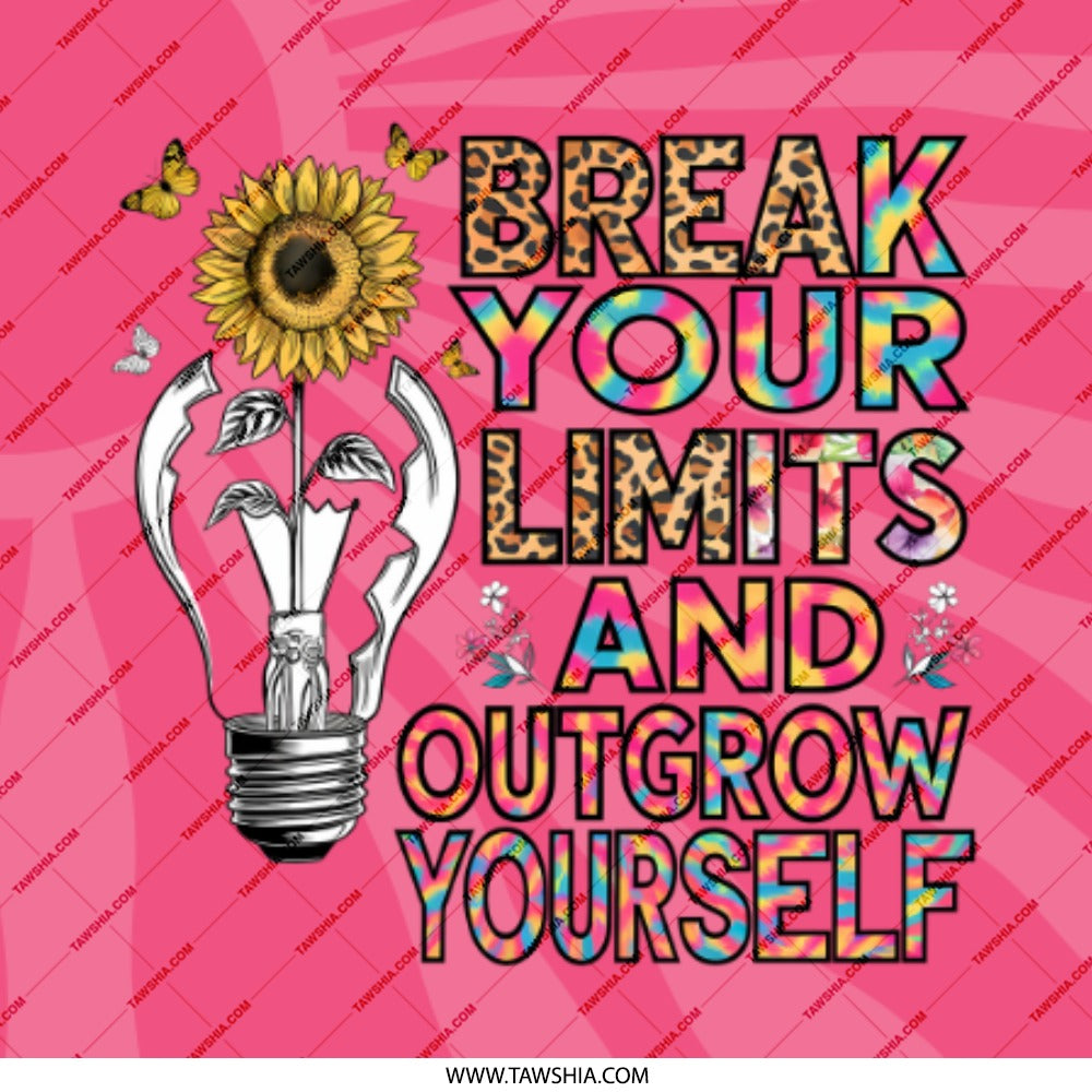 Break Limits Pinback, Outgrow Yourself Button, Sunflower Lightbulb Pin, Motivational Pin, Inspirational Badge, Positive Vibes - Tawshia