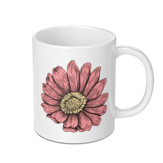 Pink Daisy Flower Mug, Floral Design Cup, Botanical Coffee Mug, Springtime Drinkware, Gift Idea for Her, Nature Lover Present - Tawshia