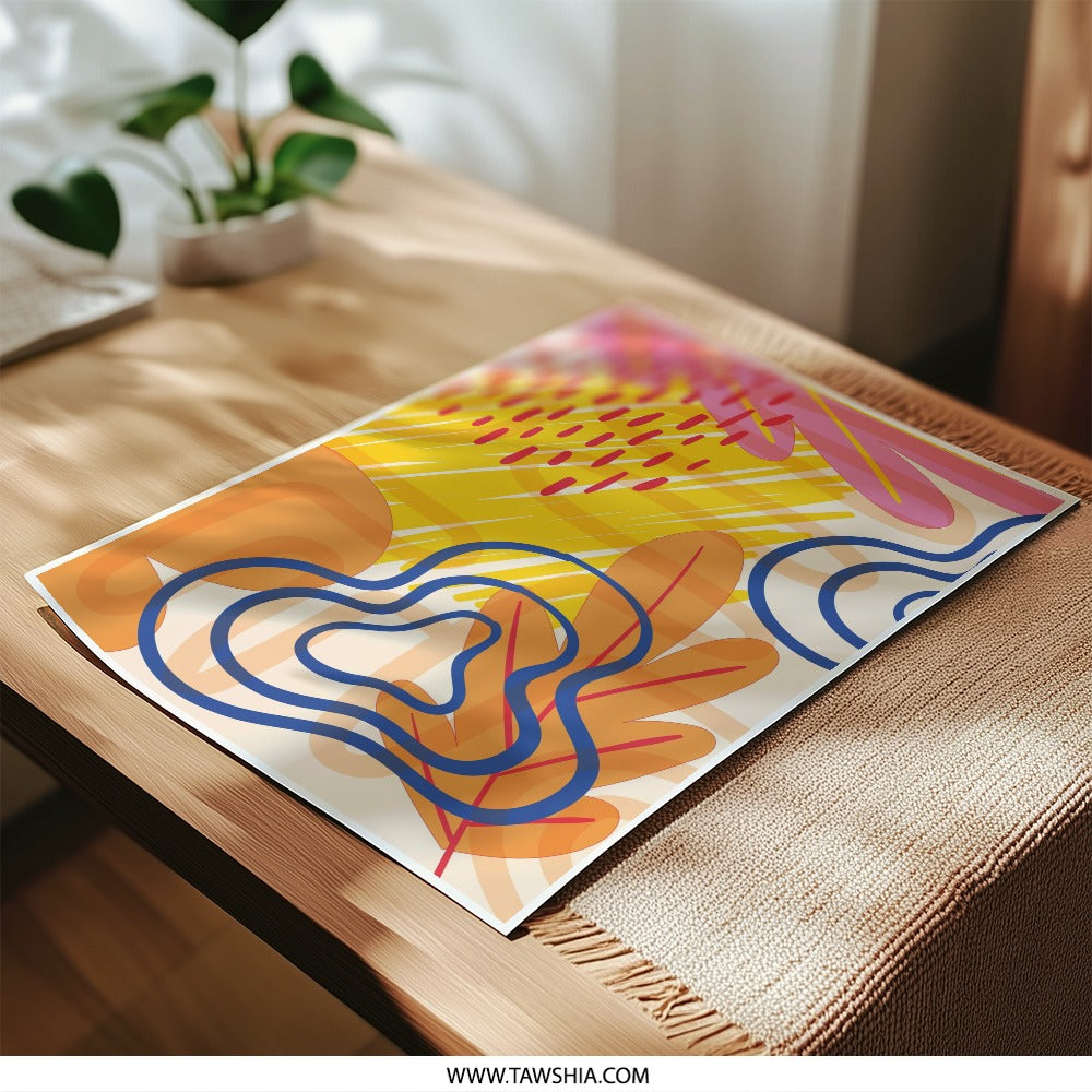 Abstract Art Photographic Print, Modern Wall Art, Colorful Shapes, Home Decor, Living Room Art, Trendy Print, Unique Art Print - Tawshia