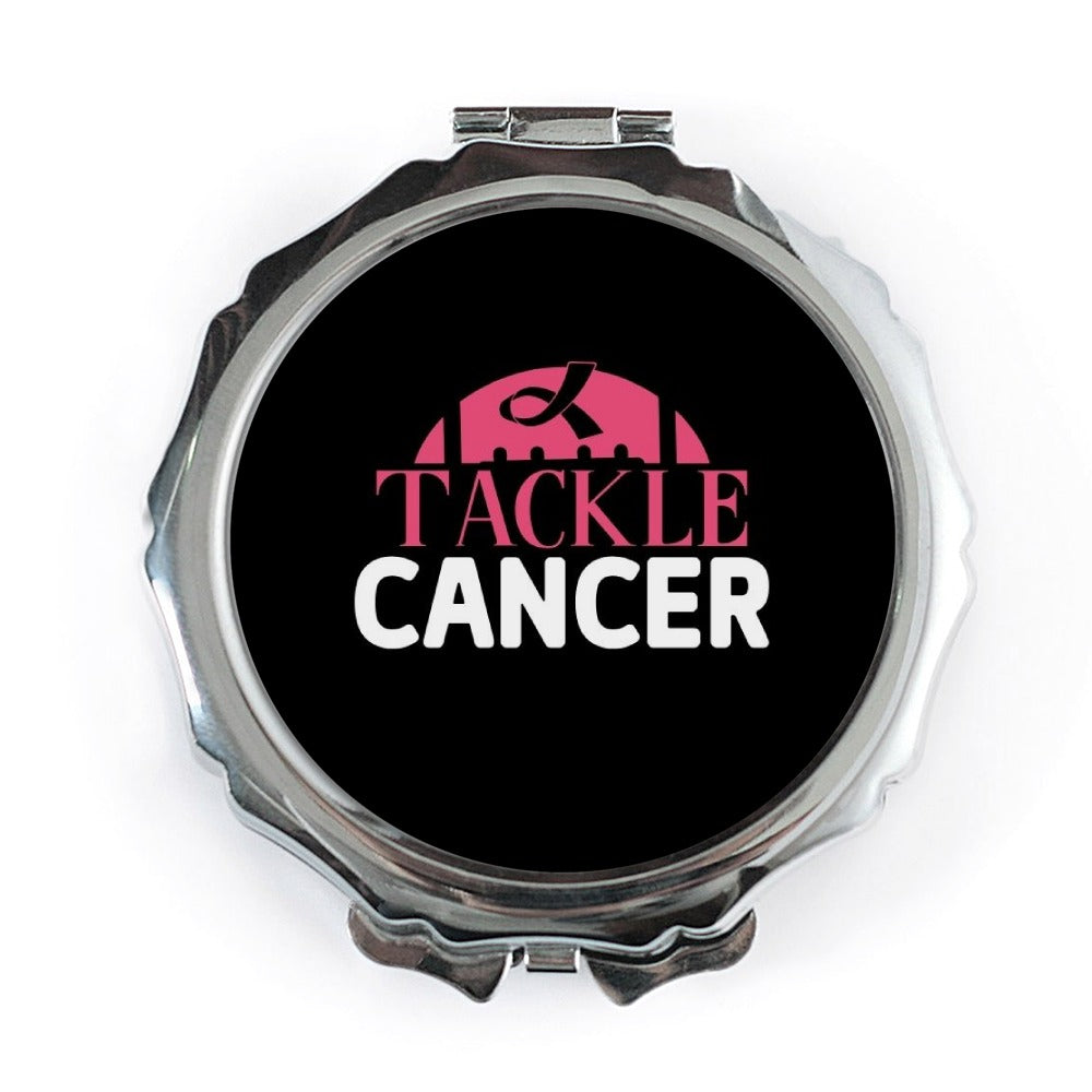 Tackle Cancer Pocket Mirror, Breast Cancer Awareness, Pink Ribbon Support, Gift for Survivor, Portable Makeup Mirror, Cancer Fighter - Tawshia