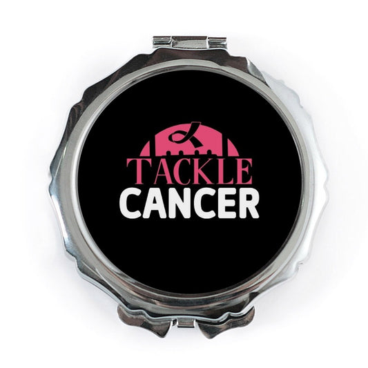 Tackle Cancer Pocket Mirror, Breast Cancer Awareness, Pink Ribbon Support, Gift for Survivor, Portable Makeup Mirror, Cancer Fighter - Tawshia