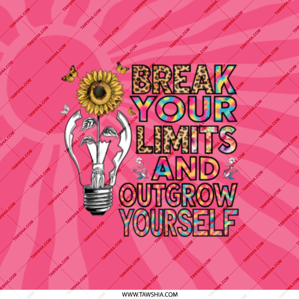 Sunflower Compact Mirror, Break Your Limits, Inspirational Mirror, Positive Affirmation Gift, Floral Mirror, Empowerment Gift - Tawshia