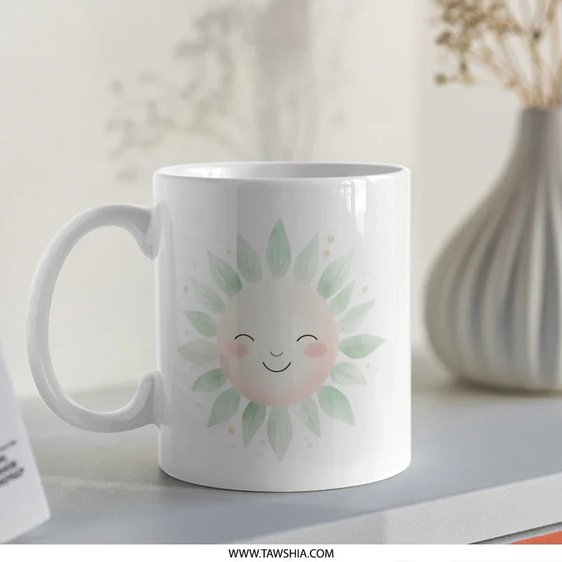Smiling Sun Mug, Cute Coffee Mug, Positive Vibes, Morning Mug, Happy Face Mug, Tea Mug, Gift for Her, Sunshine Mug, Gift for Friend - Tawshia