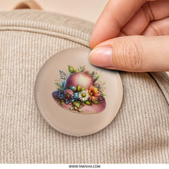 Floral Bonnet Pinback, Vintage Hat Badge, Garden Party Flair, Cute Accessory, Trendy Pin, Collectible Pinback Button, Chic Style - Tawshia