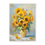 Sunflower Photographic Print, Floral Wall Art, Summer Decor, Impressionist Painting, Flower Still Life Print, Bright Yellow Flowers, Vase - Tawshia