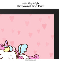 Cute Unicorn Wall Art, Kawaii Unicorn Decor, Pastel Nursery Art, Dreamy Unicorn Gift, Kids Wall Art - Tawshia
