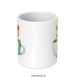 Hello Spring Bear Mug, Cute Bear Mug, Floral Bear Mug, Spring Mug, Tea Cup Bear, Animal Mug, Gift Mug, Coffee Mug, Kawaii Mug - Tawshia