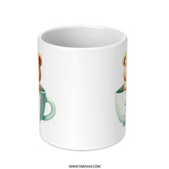 Hello Spring Bear Mug, Cute Bear Mug, Floral Bear Mug, Spring Mug, Tea Cup Bear, Animal Mug, Gift Mug, Coffee Mug, Kawaii Mug - Tawshia