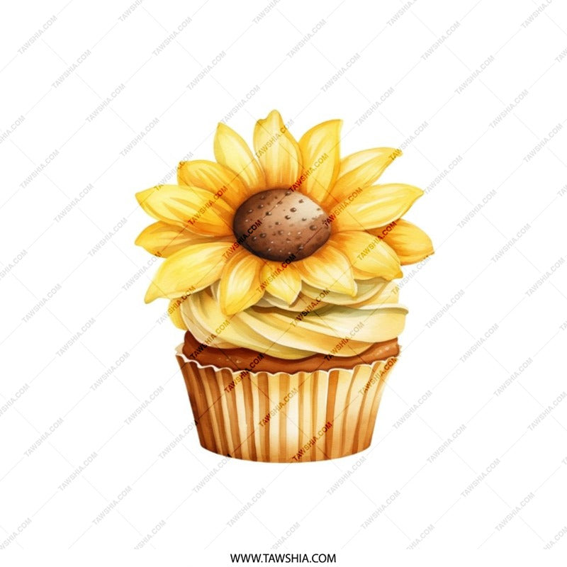 Sunflower Cupcake Pillow, Floral Pillow, Food Pillow, Decorative Pillow, Novelty Pillow, Kitchen Decor, Unique Gift, Home Decor - Tawshia