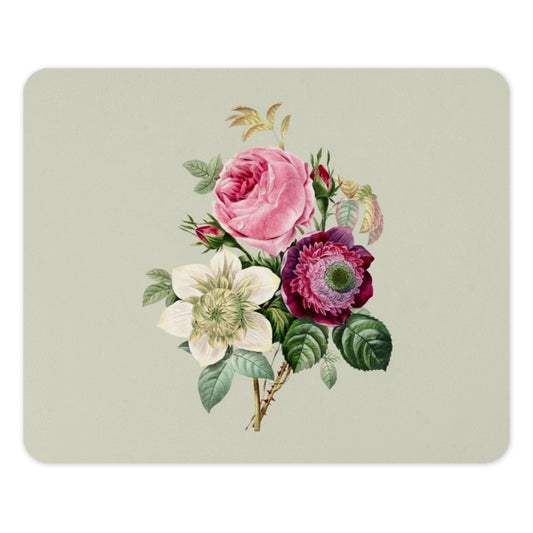 Vintage Floral Mouse Pad, Rose Anemone, Elegant Botanical Desk Decor, Gift for Her, Cute Office Accessories, Unique Floral Design - Tawshia