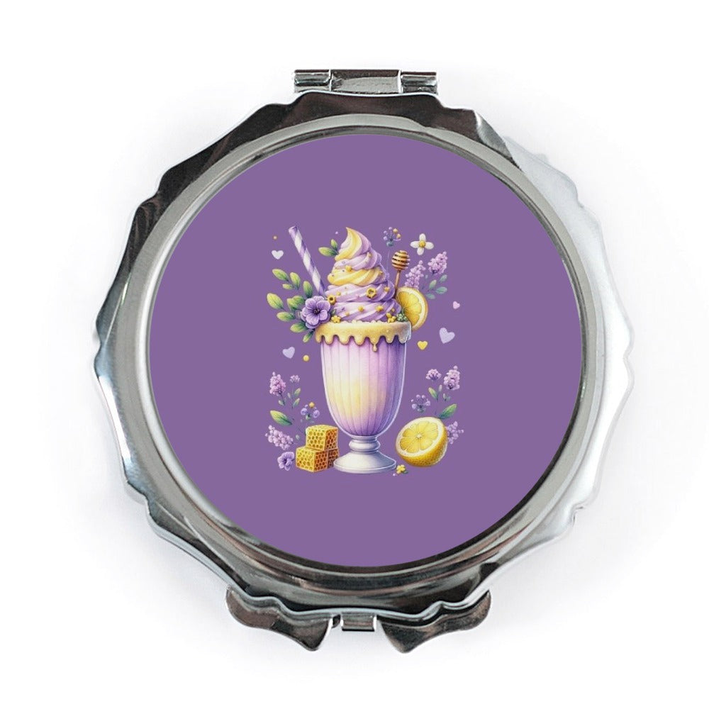 Honeycomb Lemonade Pocket Mirror, Purple Floral Dessert Makeup Mirror, Cute Foodie Accessory, Travel Mirror, Bridesmaid Gift, Small Mirror - Tawshia