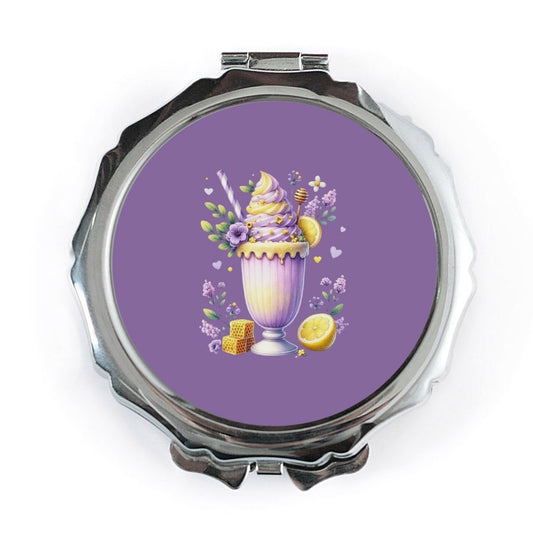 Honeycomb Lemonade Pocket Mirror, Purple Floral Dessert Makeup Mirror, Cute Foodie Accessory, Travel Mirror, Bridesmaid Gift, Small Mirror - Tawshia