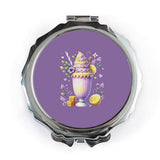 Honeycomb Lemonade Pocket Mirror, Purple Floral Dessert Makeup Mirror, Cute Foodie Accessory, Travel Mirror, Bridesmaid Gift, Small Mirror - Tawshia