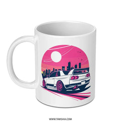 Skyline R33 Mug, JDM Mug, Car Enthusiast Mug, Japanese Car Mug, Vaporwave Mug, Cityscape Mug, Racing Mug - Tawshia