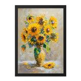 Sunflower Wall Art, Floral Still Life Painting, Vibrant Yellow Flower Bouquet, Home Decor Wall Art, Summer Blooms, Gift for Her, Framed Art - Tawshia