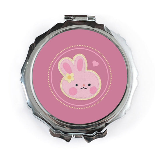 Cute Bunny Pocket Mirror, Kawaii Rabbit Makeup Mirror, Pink Bunny Cosmetic Mirror, Gift for Easter, Bunny Lover, Spring Decor Pocket Mirror - Tawshia