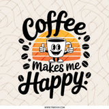 Coffee Makes Me Happy Pinback, Caffeine Lover Gift, Retro Coffee Mug, Coffee Addict Button, Funny Coffee Pin, Coffee Bean Pinback - Tawshia