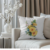 Yellow Flower Pillow, Floral Throw Pillow, Botanical Pillow, Spring Decor Pillow, Decorative Cushion, Flower Home Decor - Tawshia