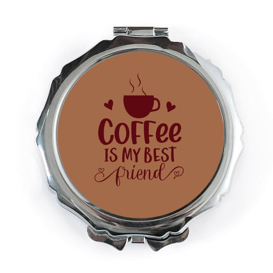 Coffee is My Best Friend Pocket Mirror, Cute Coffee Lover Gift, Unique Compact Mirror, Coffee Addict Present, Travel Size Mirror - Tawshia