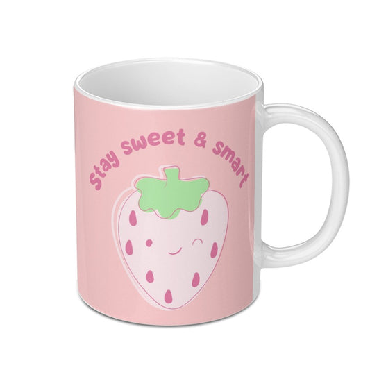 Cute Strawberry Mug, Stay Sweet, Coffee Mug, Smart Mug, Gift Mug, Kitchen Decor, Strawberry Gift, Kawaii Mug, Pink Mug, Foodie Mug - Tawshia