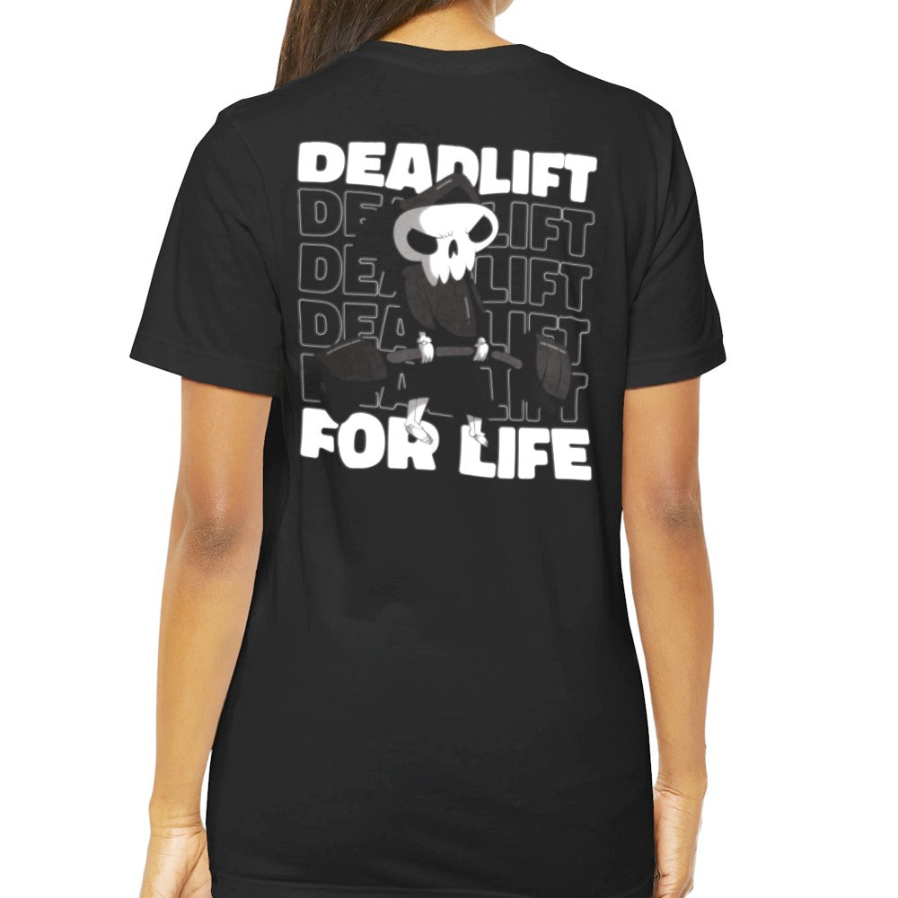 Deadlift For Life Skull Graphic Back Print Shirt product