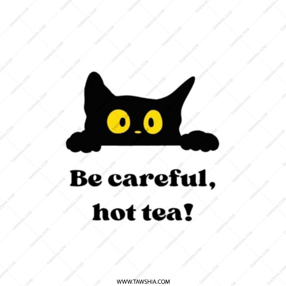 Black Cat Pocket Mirror, Funny Cat Lover Gift, Hot Tea Warning Mirror, Sarcastic Kitty Compact Mirror, Cute Cat Design, Cat Mom Present - Tawshia
