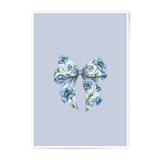 Blue Floral Bow Photographic Prints, Elegant Wall Art, Home Decor, Sophisticated Art, Floral Prints, Stylish Decor, Bow Design Print - Tawshia
