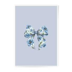 Blue Floral Bow Photographic Prints, Elegant Wall Art, Home Decor, Sophisticated Art, Floral Prints, Stylish Decor, Bow Design Print - Tawshia
