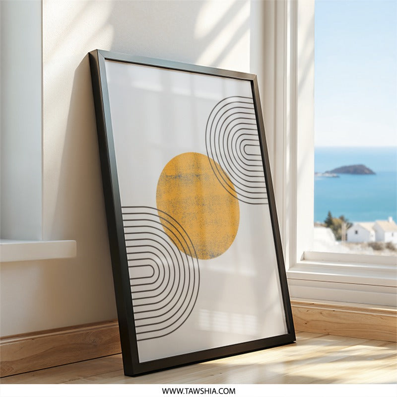 Abstract Circle Wall Art, Mid Century Modern Print, Geometric Wall Decor, Minimalist Art Print, Boho Art, Housewarming Gift Idea - Tawshia