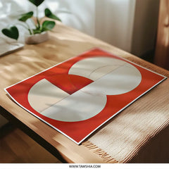 Geometric Photographic Print, Abstract Circle Art, Modern Home Decor, Red and White Art, Minimalist Design, Wall Art Print - Tawshia