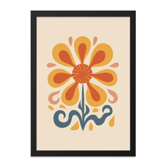 Retro Floral Wall Art, 70s Flower Print, Boho Wall Decor, Mid Century Modern Art, Colorful Flower Wall Art Print, Trendy Wall Hanging - Tawshia