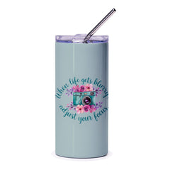 Camera Tumbler, Photographer Gift, Focus Tumbler, Floral Camera Design, Inspirational Tumbler, Gift for Her, Photo Tumbler, Tumbler with - Tawshia