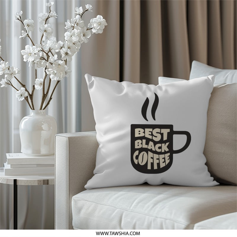 Best Black Coffee Mug Pillow, Caffeine Lover Gift, Home Decor Throw Pillow, Modern Design Cushion, Kitchen Decor, Coffee Addict Pillow - Tawshia