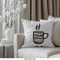 Best Black Coffee Mug Pillow, Caffeine Lover Gift, Home Decor Throw Pillow, Modern Design Cushion, Kitchen Decor, Coffee Addict Pillow - Tawshia