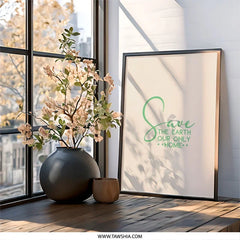 Save the Earth Wall Art, Environmental Print, Go Green Decor, Climate Change Poster, Earth Day Gift, Eco Friendly Art, Nature Lover Gift - Tawshia