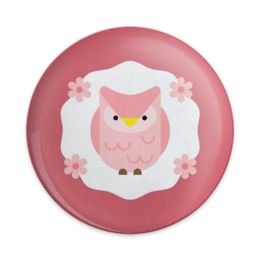 Cute Pink Owl Pinback Button, Floral, Round Badge, Kawaii Style, Pastel Colors, Owl Lover Gift, Adorable Accessory - Tawshia