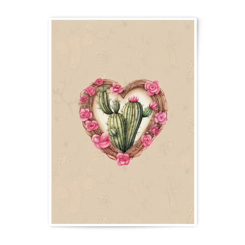 Cactus Heart Photographic Prints, Floral Wall Art, Desert Decor, Botanical Print, Succulent Artwork, Southwest Style - Tawshia